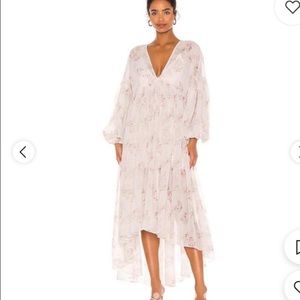 Majorelle Foat dress cream floral blouson lantern sleeve M Revolve Maternity pic